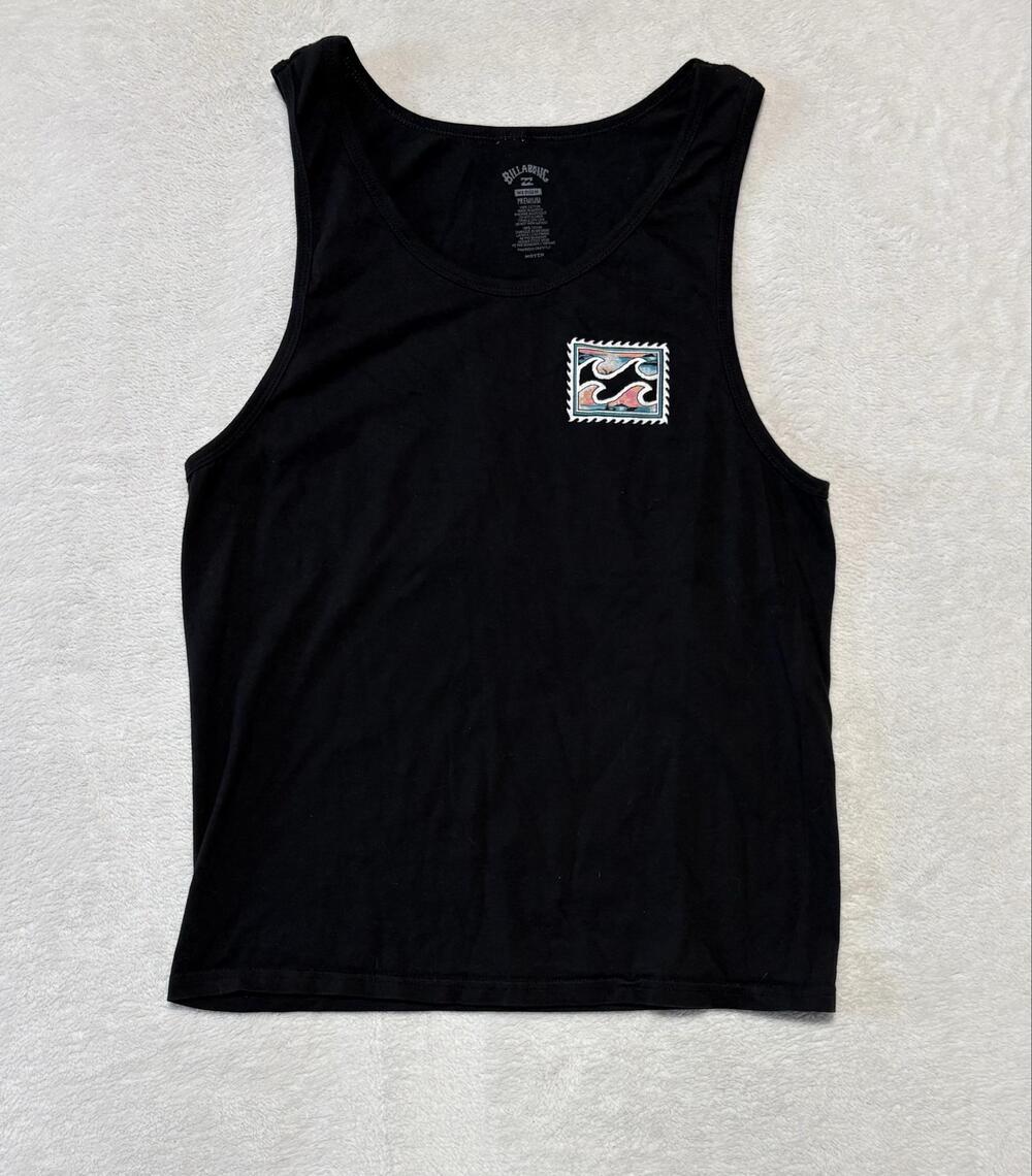 Billabong Tank Shirt Mens Medium Black Hawaii Wave Graphic Beach Sleeveless Tee